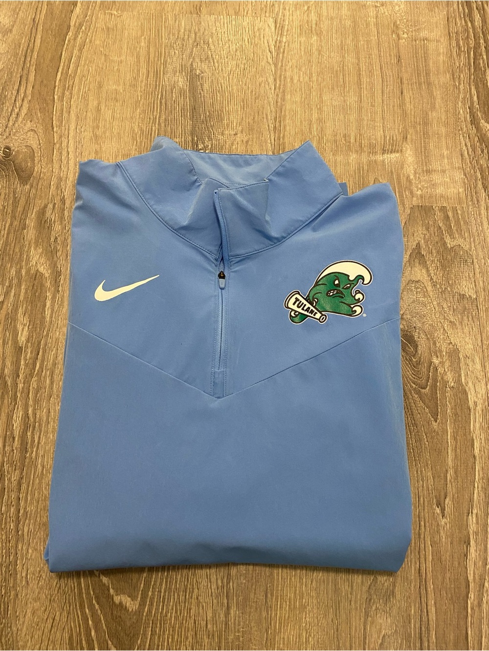 SOLD- Tulane Nike 1/4 Zip Windbreaker Pullover Light Blue Size XL